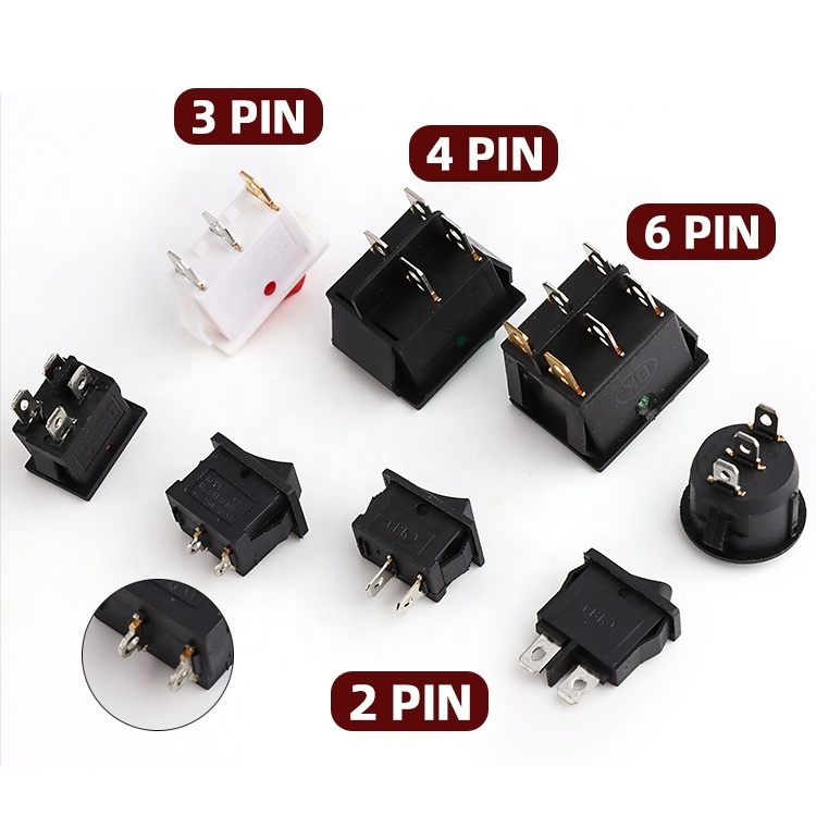 KCD1-105 3 Pins Switch 23mm Size Round T85 6A 250VAC Kcd1 Rocker Switch On Off On 3 Position Rocker Switch