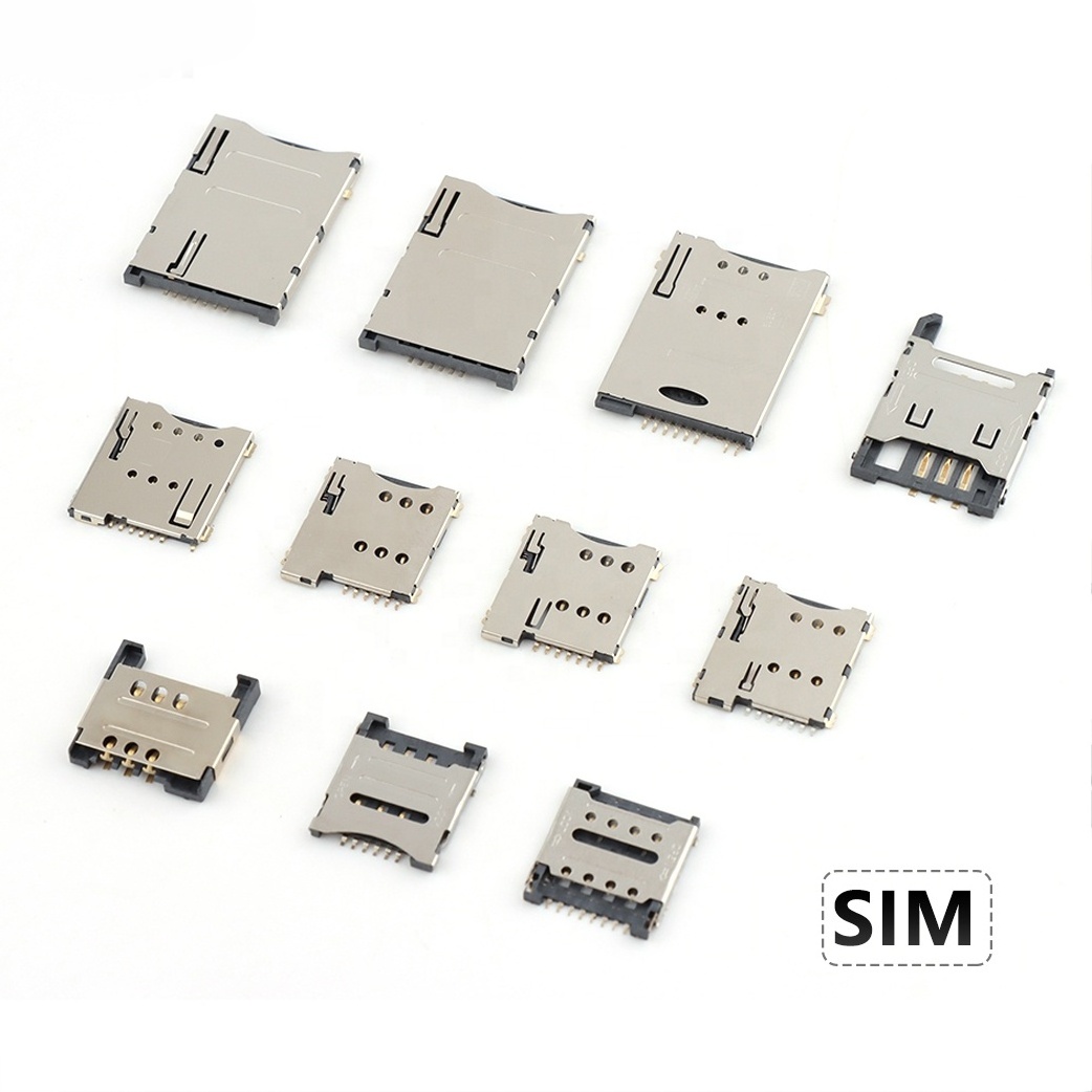 6/7/8/9 Pins Push-Push Micro Nano Sim Card Sockets Connector Pcb Mounted SMT Push-Pull Tray Hinge Block Type Sim Card Connector