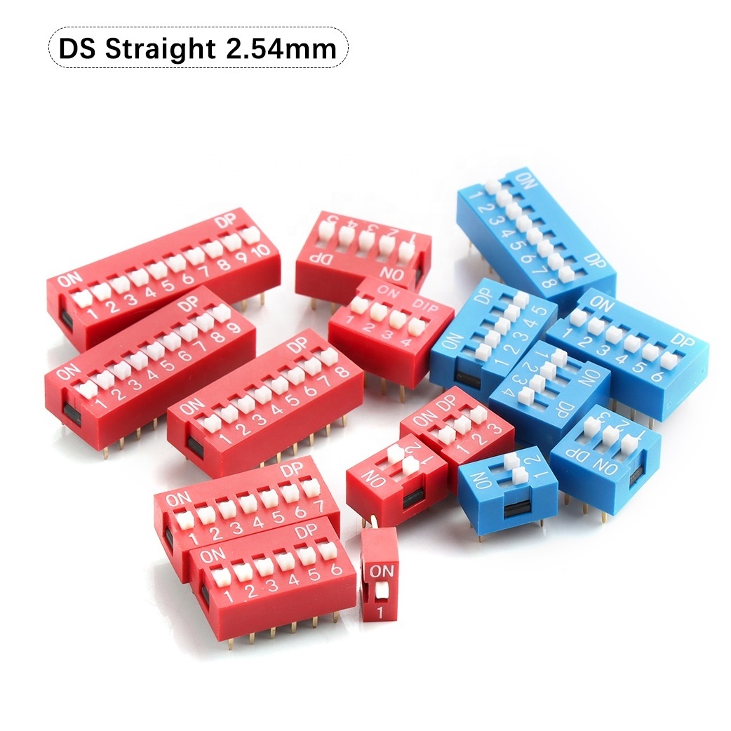 1.27/2.54 mm Pitch Spst Spdt Dip Switch Smd Double Single Rows 2-12pins 1-10 position Pcb piano dip switches