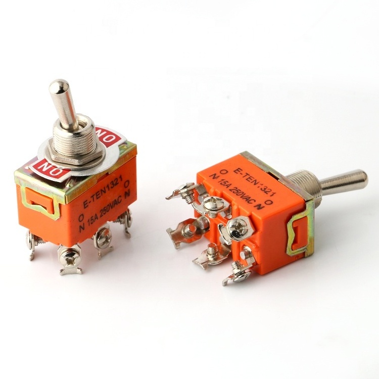 15A 250VAC 2 Way Toggle Switch 6 pins On-On SPST 2 Position On-On E-Ten 1321 Toggle Switch