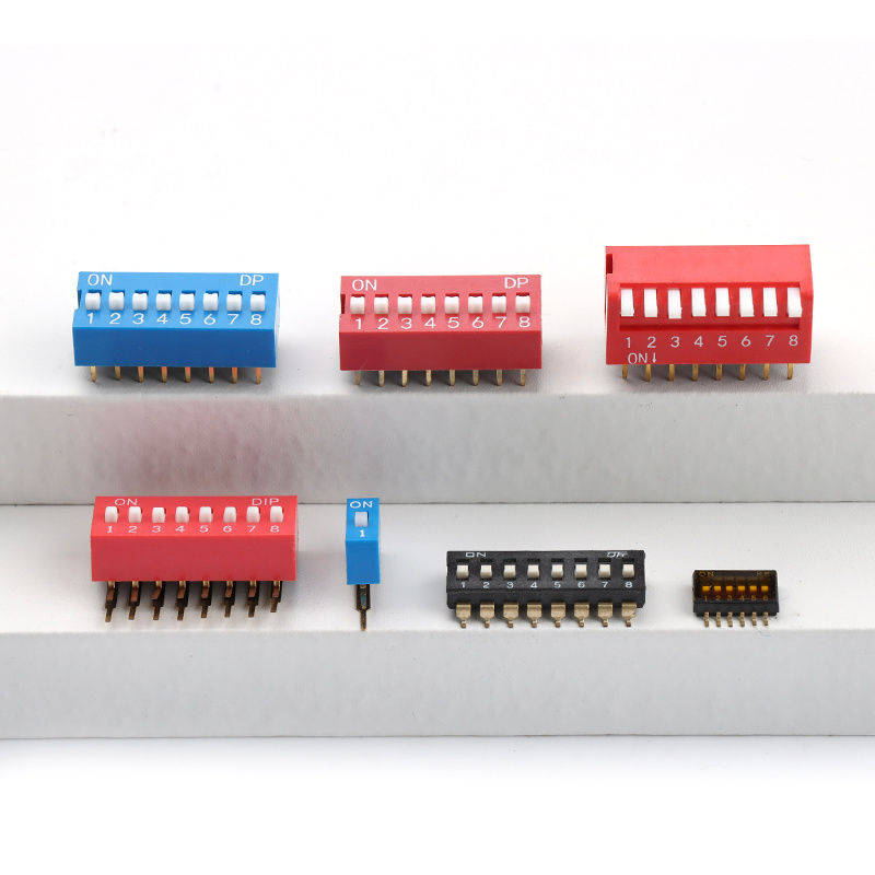 1-12 Position Insert Hole Blue/Red Housing PCB Dip Switch 2.54 mm Pitch Dip Switch Smd 2.54 Slide Dip Switch