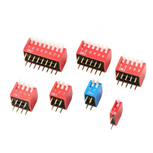 1-12 Position Insert Hole Blue/Red Housing PCB Dip Switch 2.54 mm Pitch Dip Switch Smd 2.54 Slide Dip Switch