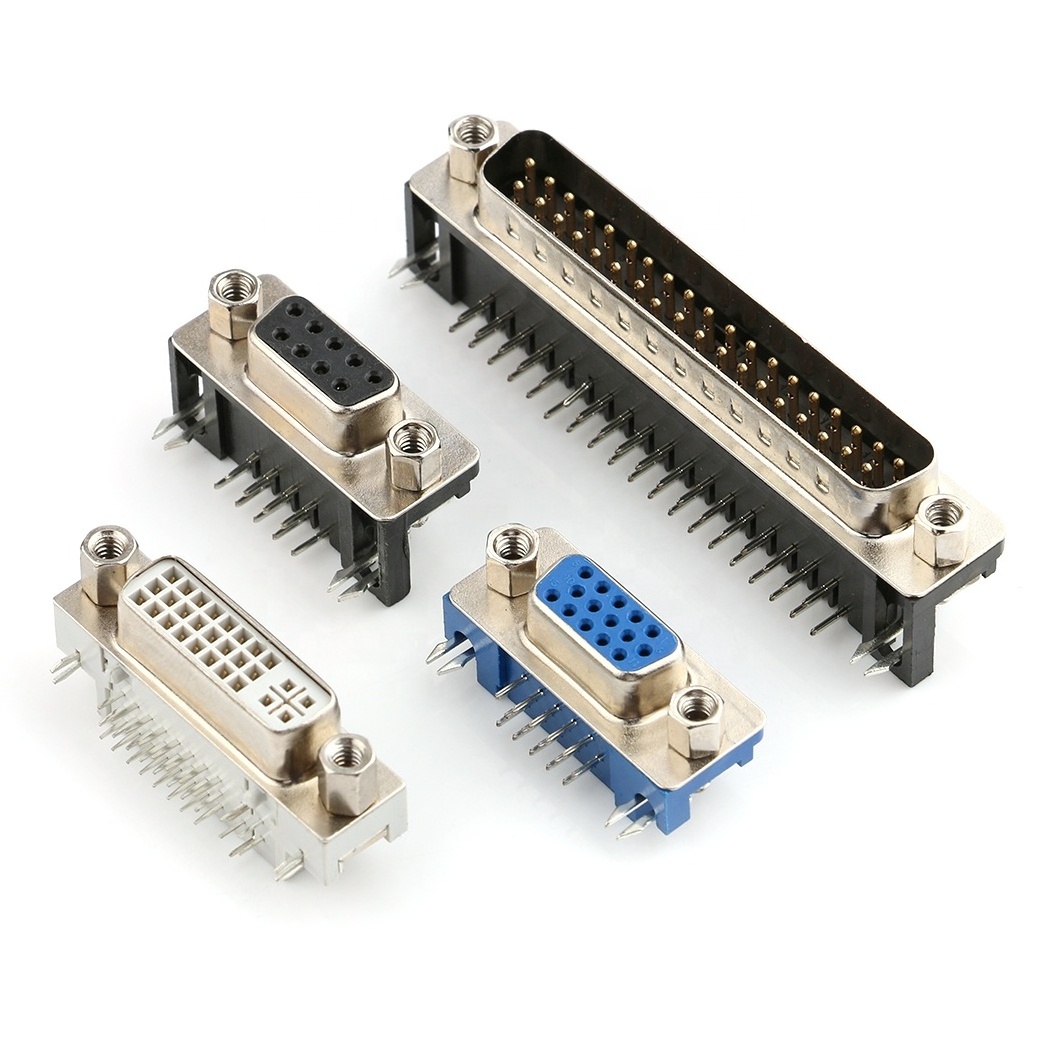 PCB Mount DSUB Connector 9/15/25/37 Pins RS232 DR HDR DVI DB9/DB15/DB25/DB37 Male Female Solder/Screw Vga D-SUB RS232 Connector