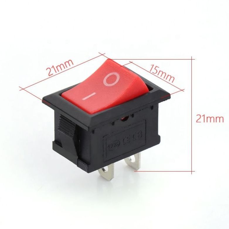 15*21mm 2pin 2positions on-off rocker switches KCD1 red rocker switch 6A 250VAC