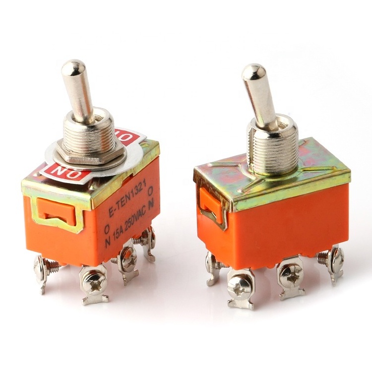 15A 250VAC 2 Way Toggle Switch 6 pins On-On SPST 2 Position On-On E-Ten 1321 Toggle Switch