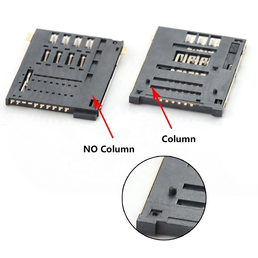 6/7/8/9 Pins Push-Push Micro Nano Sim Card Sockets Connector Pcb Mounted SMT Push-Pull Tray Hinge Block Type Sim Card Connector