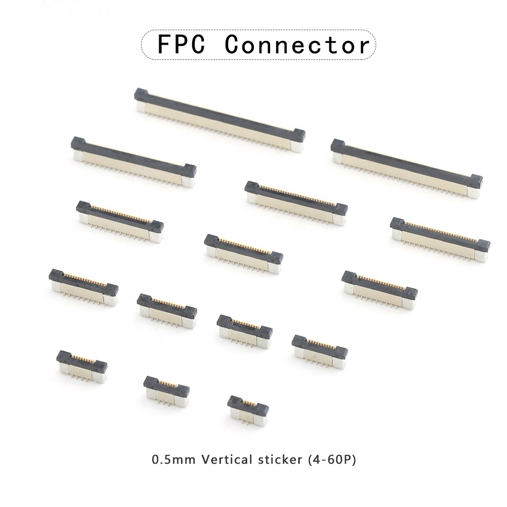 fpc ffc connector 0.3mm 0.5mm 1.0mm pitch 4-60 pins horizonral smd smt flip lock flip back bottom contact fpc connector