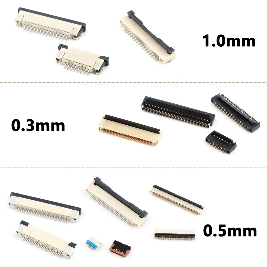 fpc ffc connector 0.3mm 0.5mm 1.0mm pitch 4-60 pins horizonral smd smt flip lock flip back bottom contact fpc connector