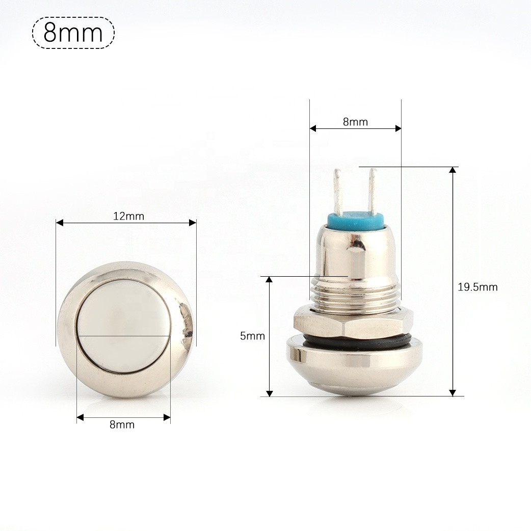 8/12/16/19/22 mm Non-Locking Self-Locking Lock-Free On-Off illuminated LED Waterproof Momentary Metal Push Button Switch