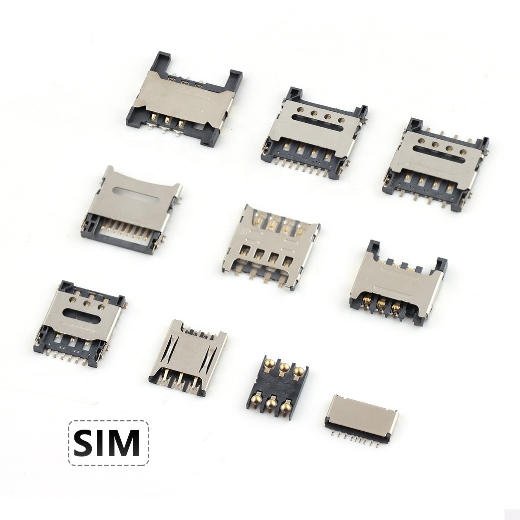 6/7/8/9 Pins Push-Push Micro Nano Sim Card Sockets Connector Pcb Mounted SMT Push-Pull Tray Hinge Block Type Sim Card Connector