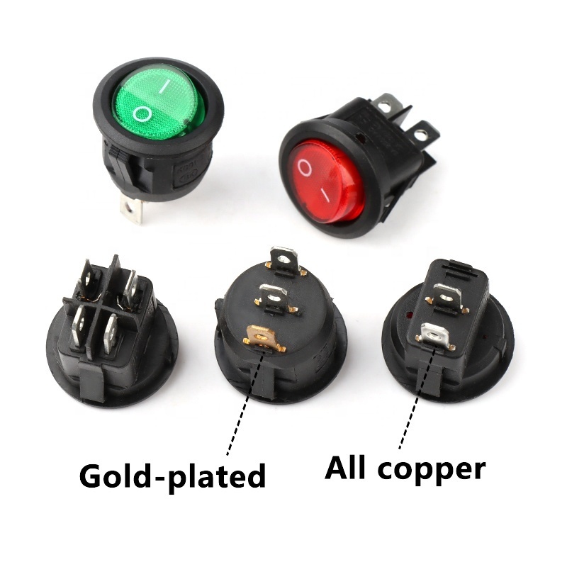 KCD1 Rocker Switches Illuminated 23mm diameters 2/3/4 pins Round Rocker Switches