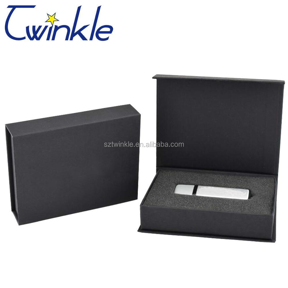 Custom Black Paper Printing Cardboard USB Flash Drive Gift Box for USB