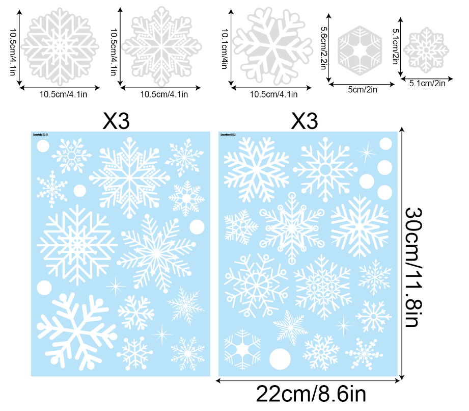 114 pcs Christmas snowflake window decoration window stickers Christmas gift stickers