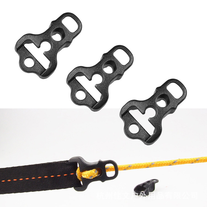 Tent Rope Buckles Black 4mm 3 Hole Plastic Guyline Adjuster Cord Tensioners for Outdoor Camping Canopy Tarp,