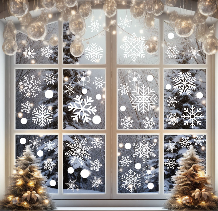 114 pcs Christmas snowflake window decoration window stickers Christmas gift stickers