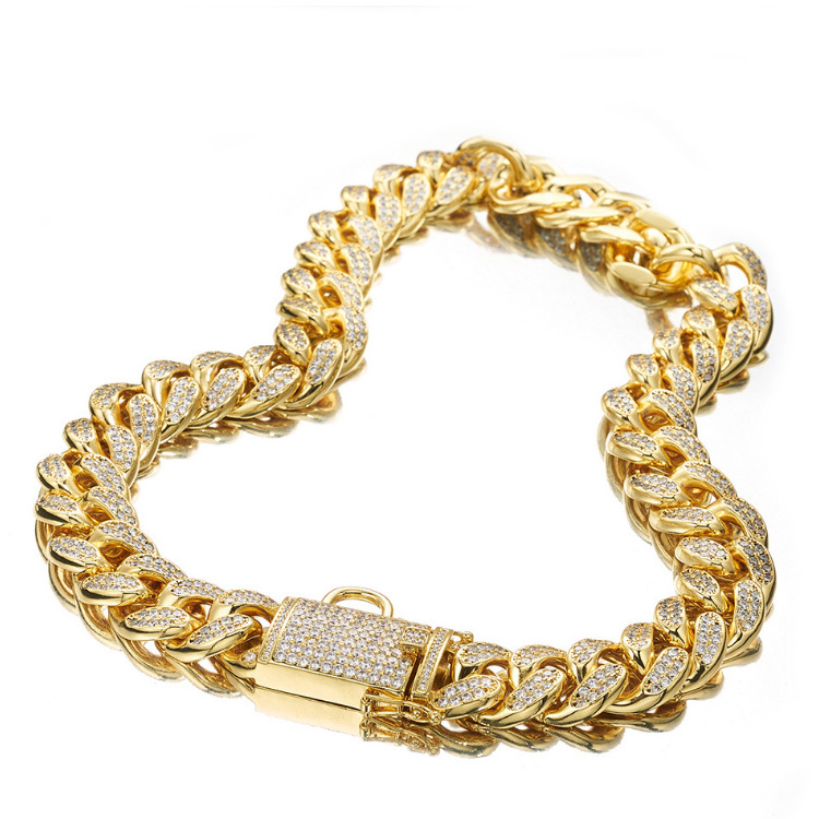 Wholesale  Luxury 18mm Stainless Steel Gold Chain Dog Collar