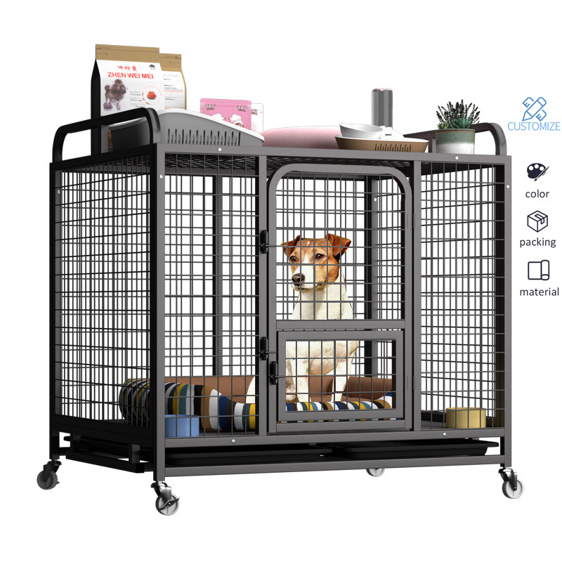 Pet Cage Foldable Removable stainless metal galvanized Pet House Durable Sturdy Dog Fences Pet Kennel large Dog Cage carriers