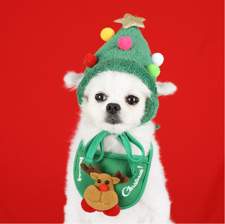 Pet Christmas Costume Washable Party Accessories Christmas Dog Hat And Scarf