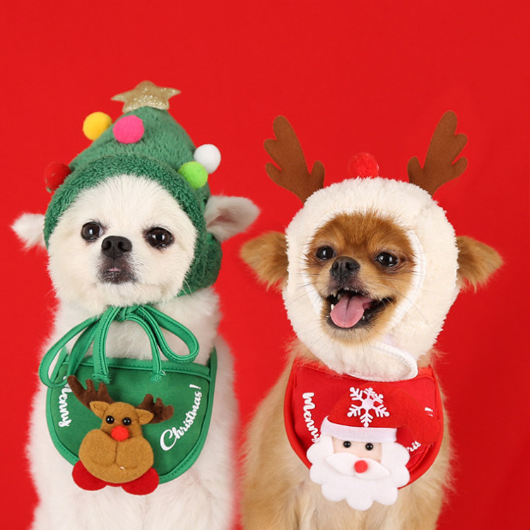 Pet Christmas Costume Washable Party Accessories Christmas Dog Hat And Scarf