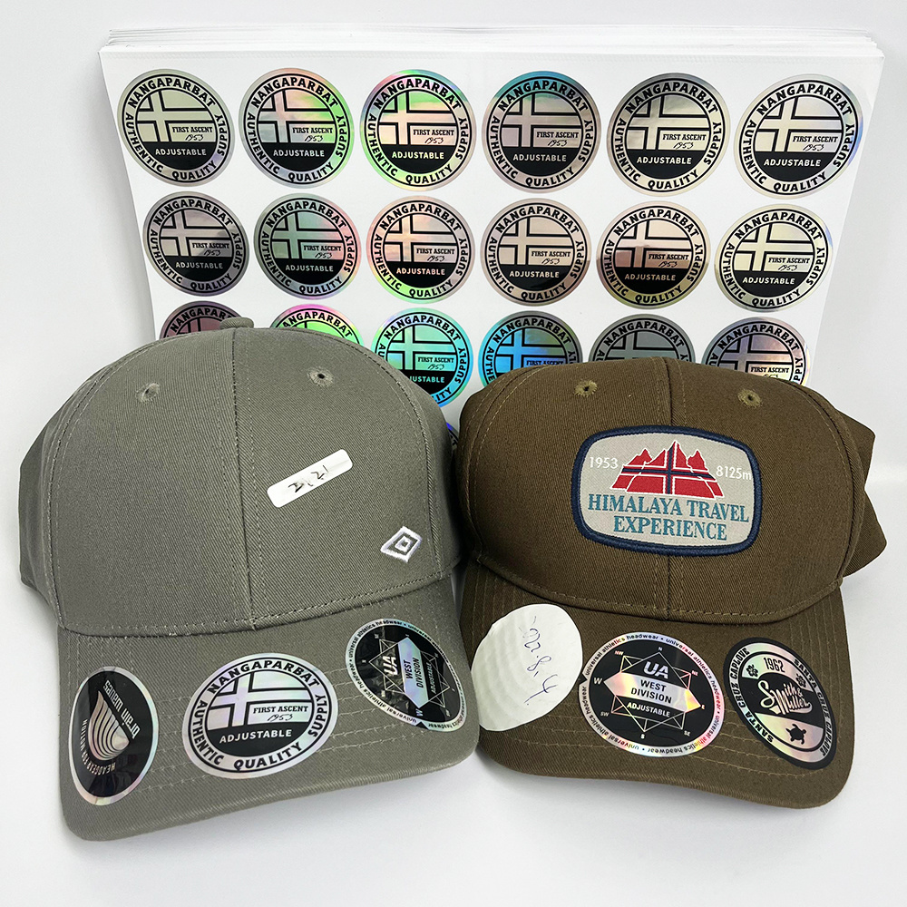 Custom Waterproof Adhesive Logo Labels Holographic Stickers for Hat