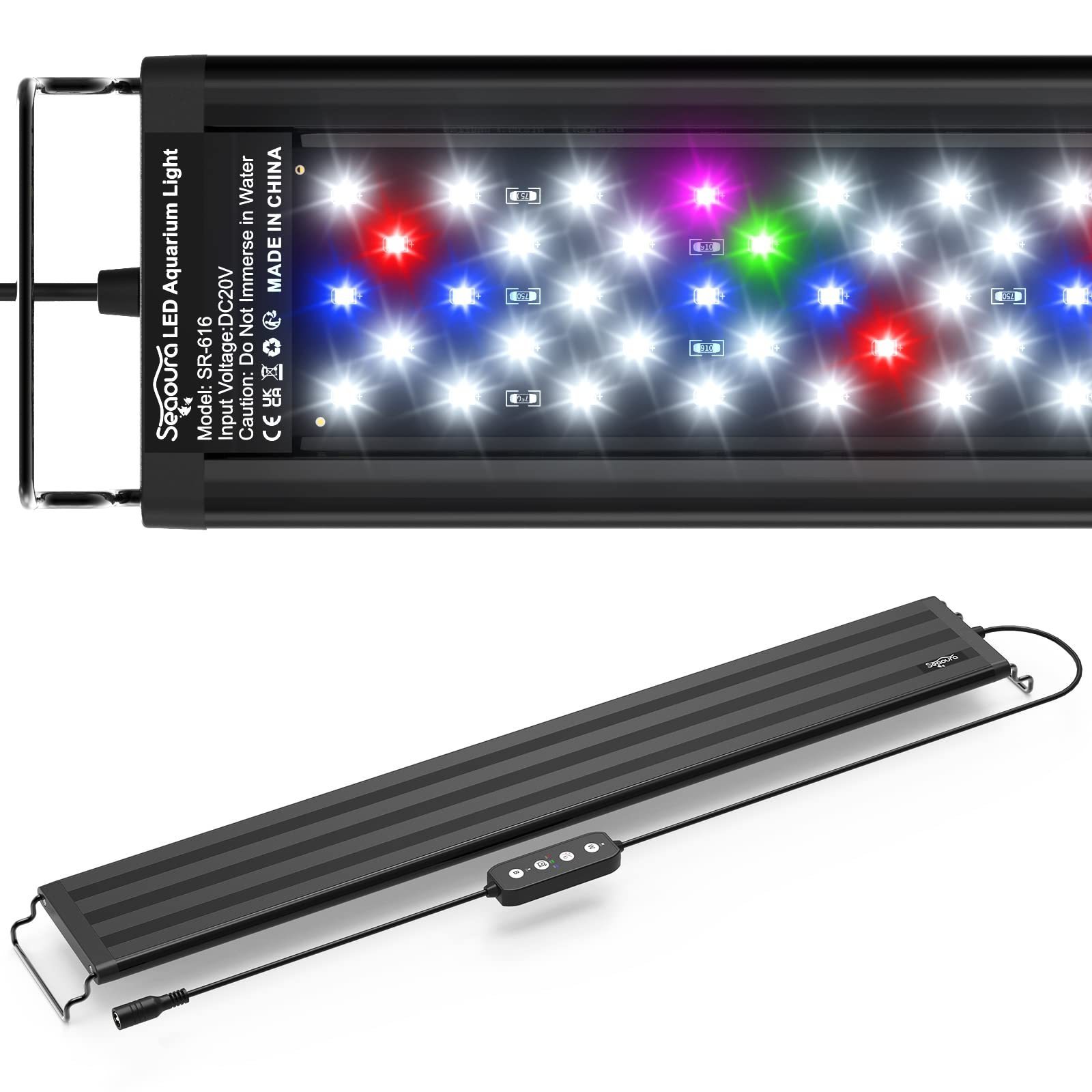 LED Aquarium Light for Plants Full Spectrum Fish Tank Light with retractable metal stand