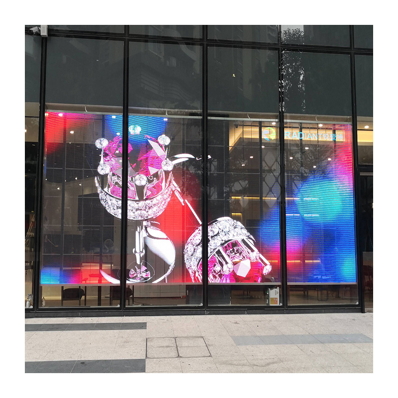 outdoor  flexible transparent  led display screen  adhesive led transparent film screen on glass window led display