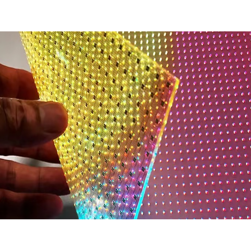 Customized indoor flexible led crystal film screen full color transparent led flexible display