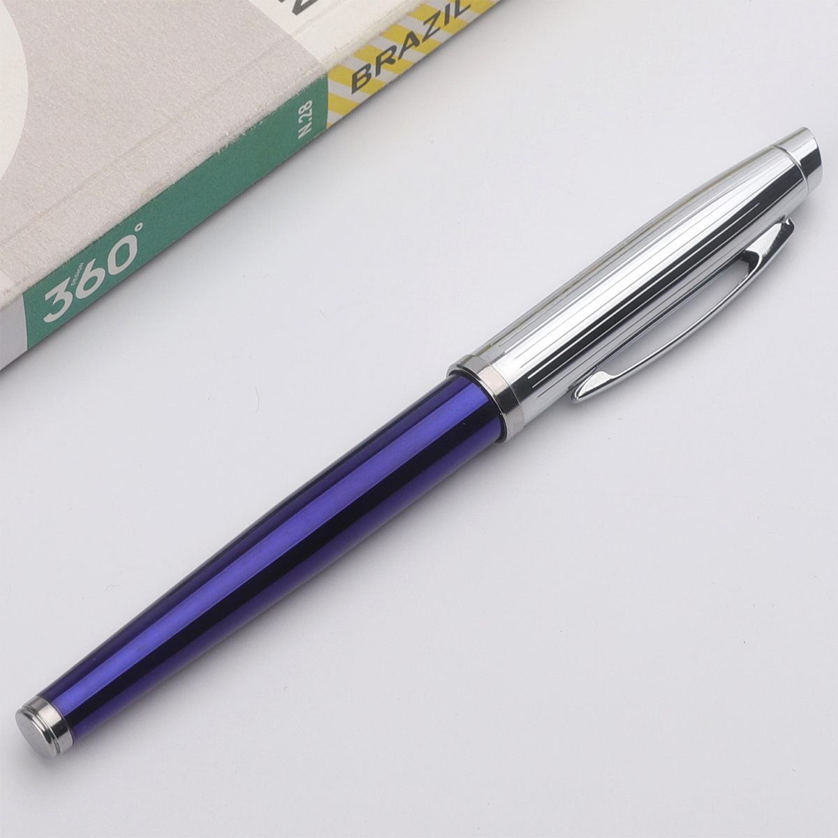 Fashion Metal Custom Cool Fountain Pen Glossy Blue Cheap Fountain Pen With Cartridges