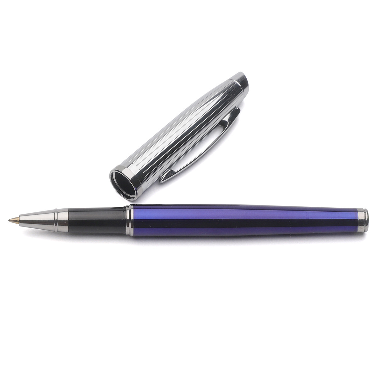 Amazon Luxury Ball Pen with Fluted Nickle Plated Chrome Trim for Premium Gift