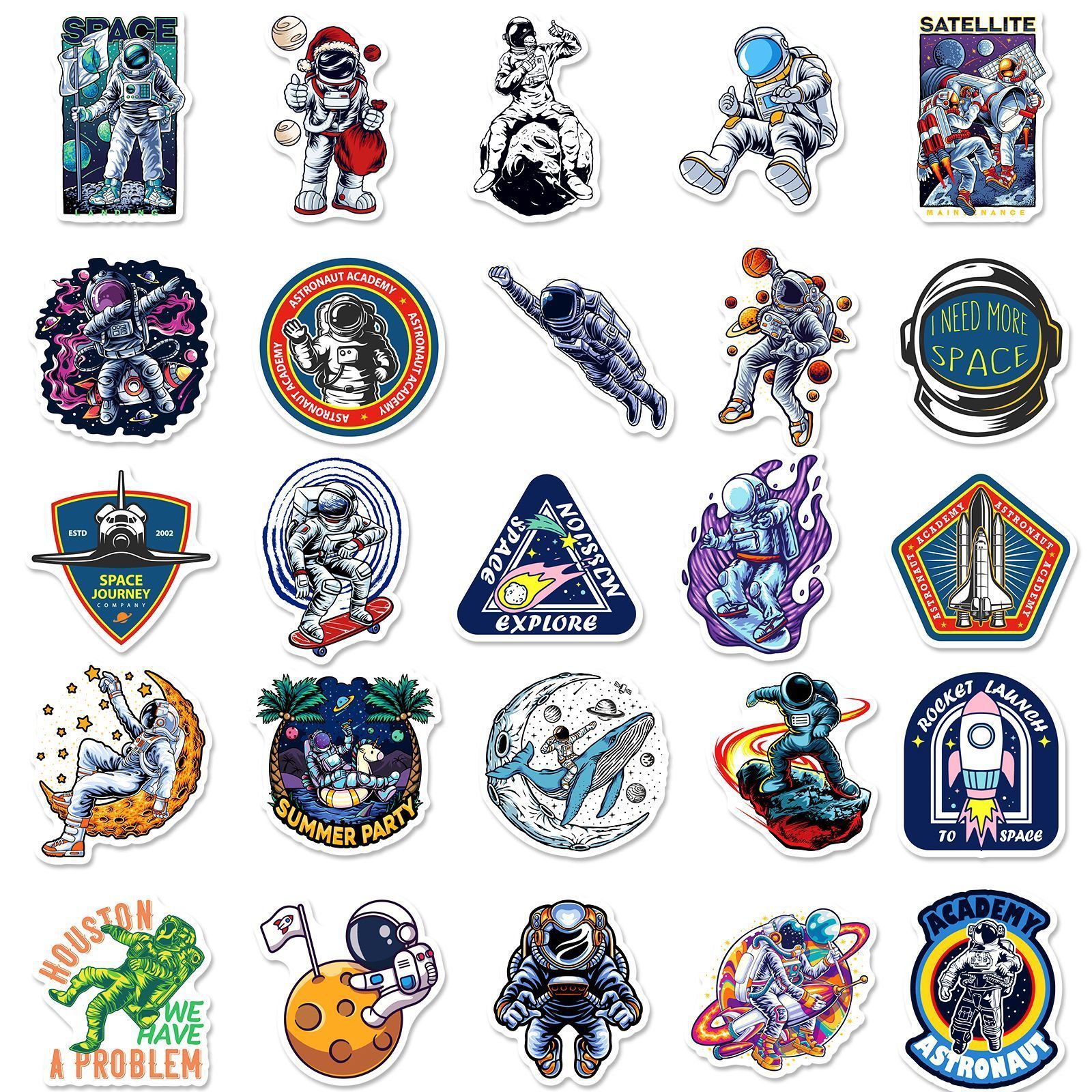 50pcs Astronaut Stickers NASA Space Interstellar Astronaut Planet Exploration Children's Room Decal Decoration Stickers