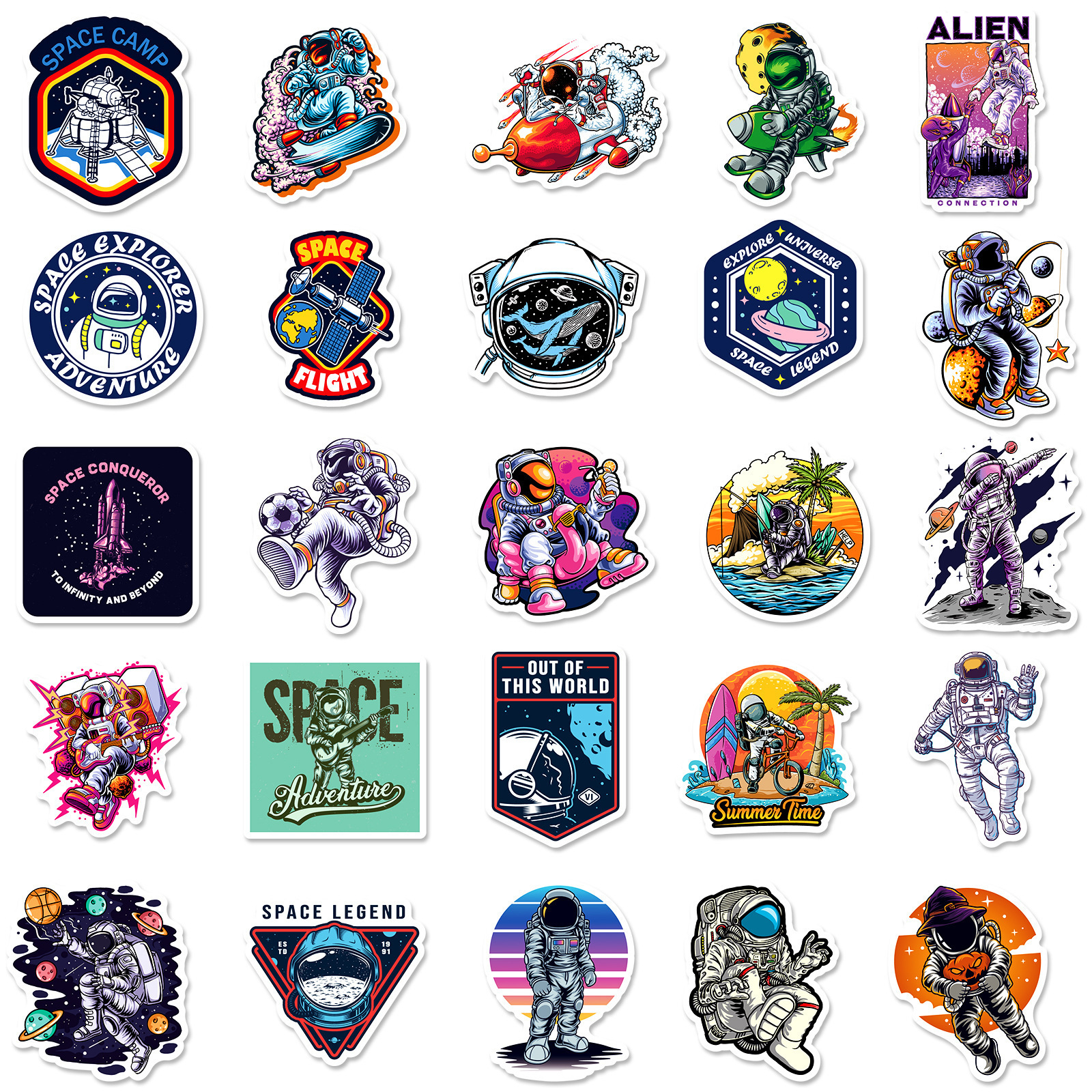 50pcs Astronaut Stickers NASA Space Interstellar Astronaut Planet Exploration Children's Room Decal Decoration Stickers