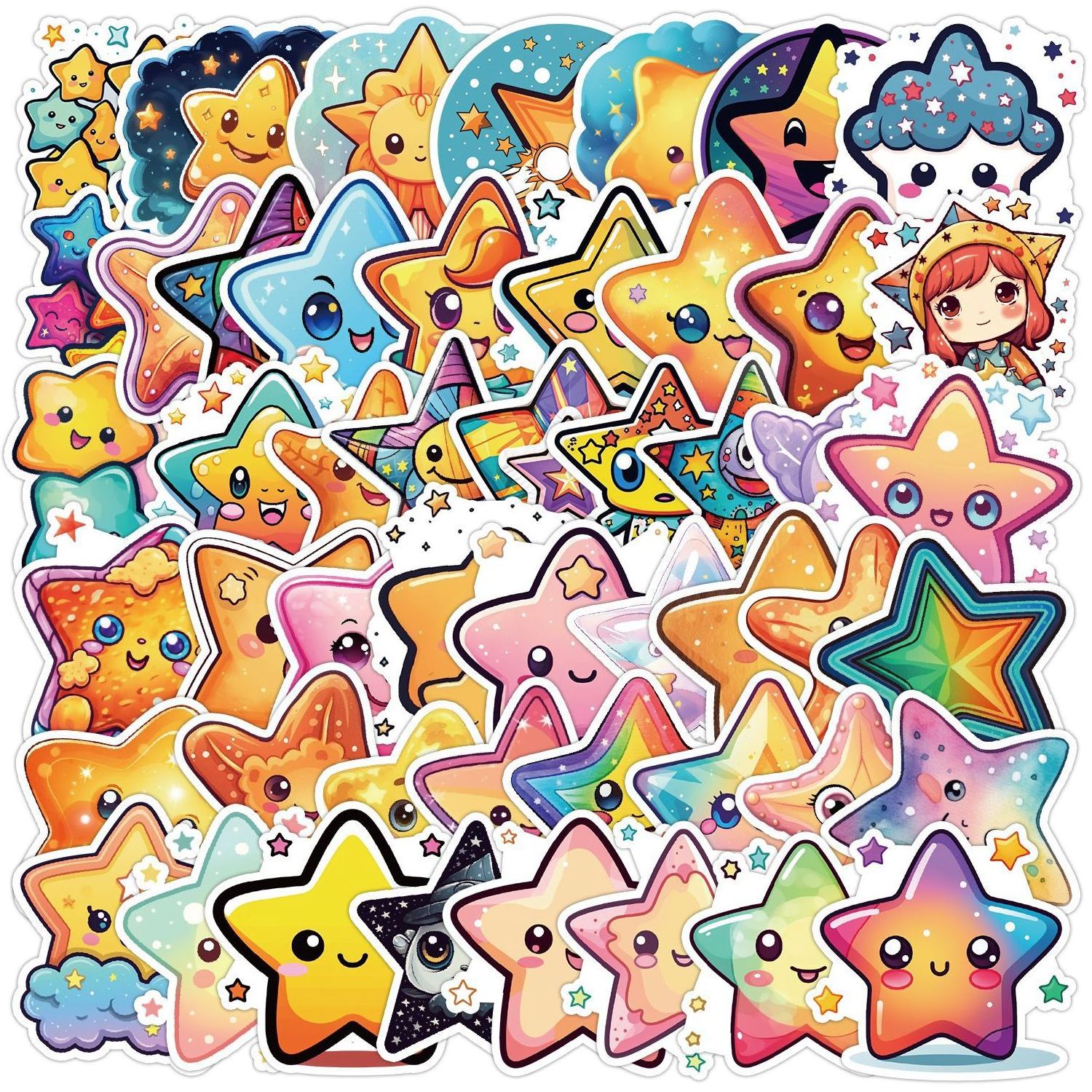 50pcs Star notebook phone stationery box decorative stickers waterproof creative children's cartoon stickers