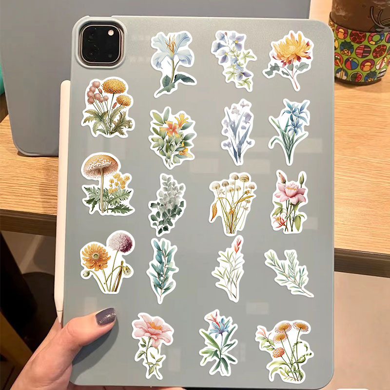 50pcs Cartoon Plant Natural Illustration Graffiti Stickers Decoration Guitar Notebook Laptop Phone Luggage DIY Stickers