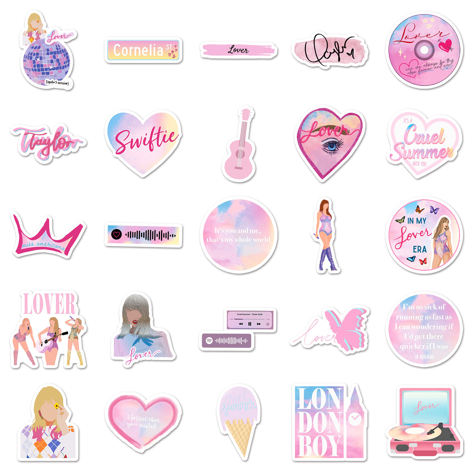 50pcs Taylor album lover stickers mildew Taylor pink singer star waterproof decorative stickers