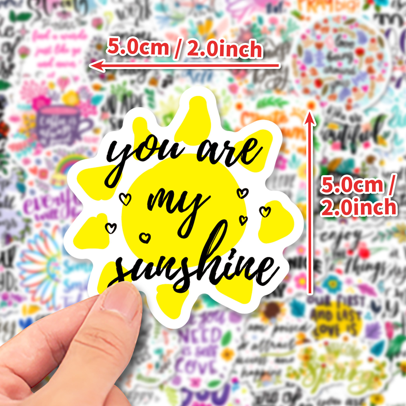 50pcs inspirational quotes stickers English slogan colorful flowers inspirational English phrase graffiti personalized stickers