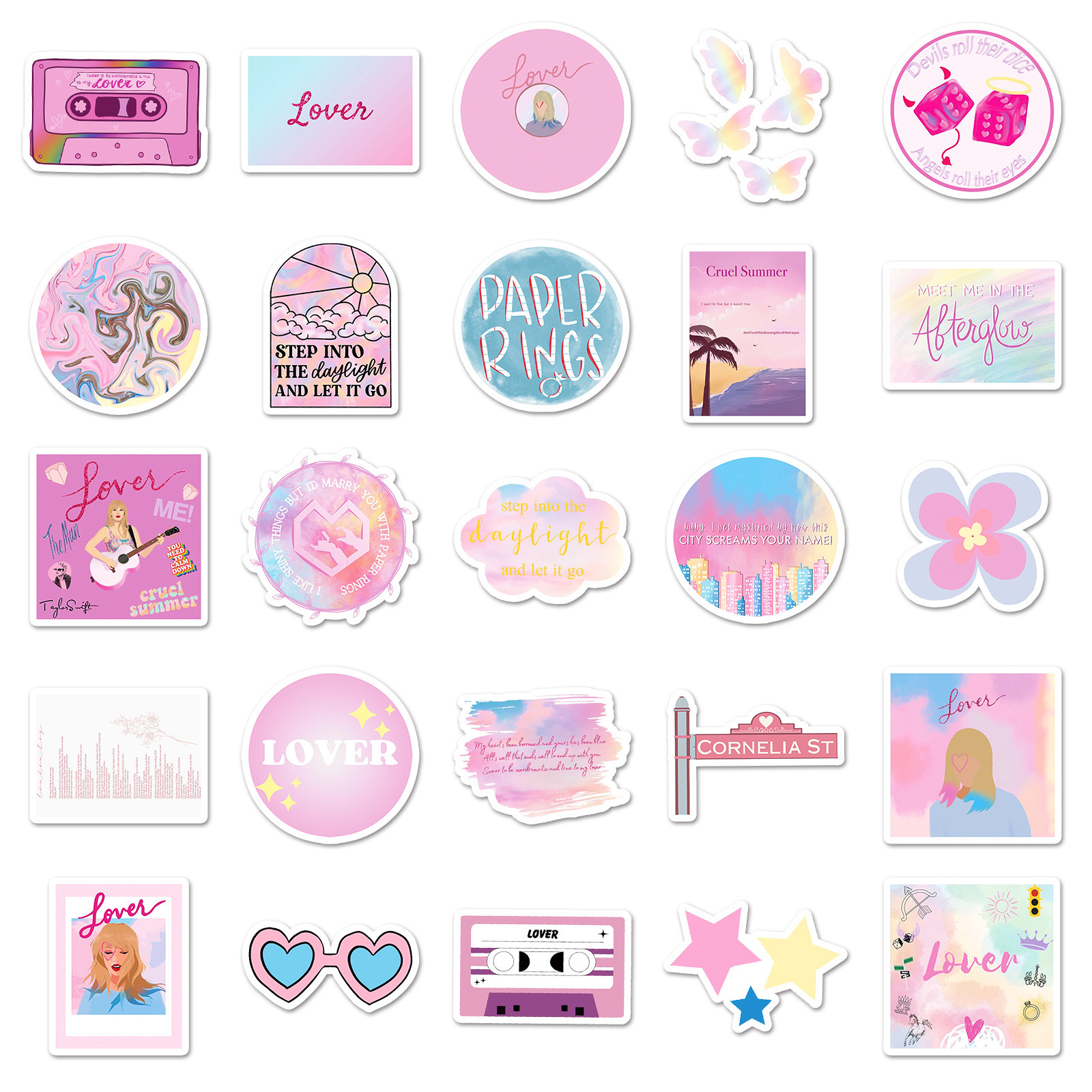 50pcs Taylor album lover stickers mildew Taylor pink singer star waterproof decorative stickers