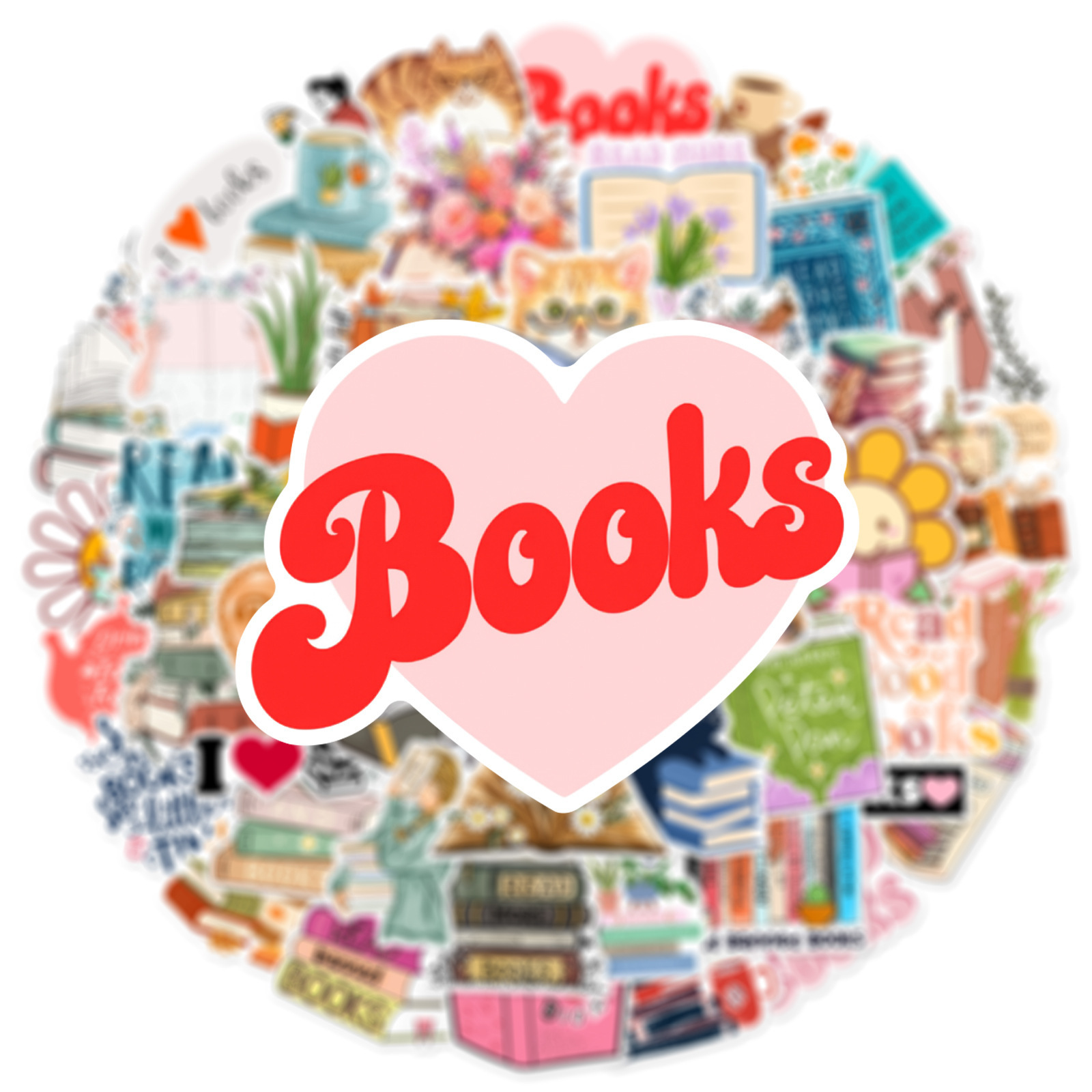 50pcs Book Reading Stickers Laptop Notebook Water Cup Cartoon Graffiti Waterproof Decorative Stickers Packs