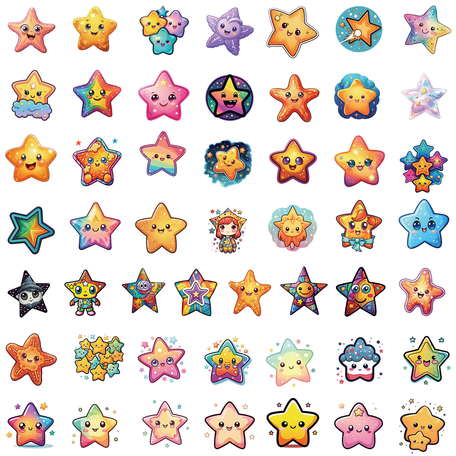 50pcs Star notebook phone stationery box decorative stickers waterproof creative children's cartoon stickers