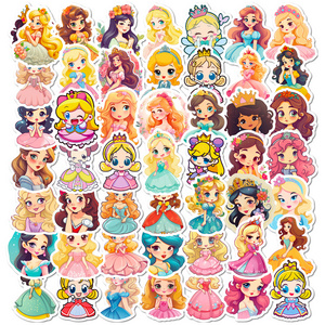 50PCS Cartoon Skirts Girl Princess Kindergarten Children's Toys Graffiti Girl Beautiful Princess DIY Stickers