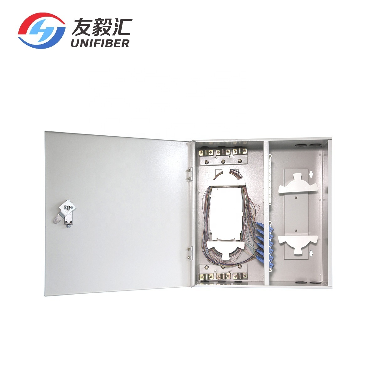 Indoor Wall Mount Fiber Optic Splice Enclosure Metal Box, 48 72 96 core Wall Mounted Fibre Optic Patch Panel