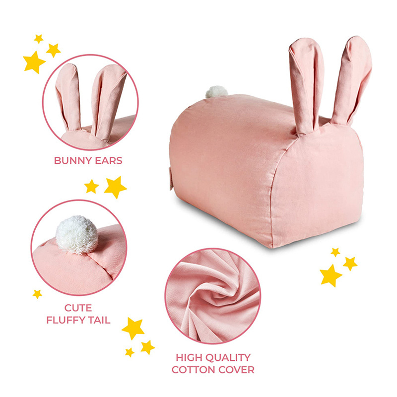 Japanese Floor Cute Animal  Kids Couch Pink Rabbit Shape Lounge Beach Bean Bag Chair With Filler For Kids