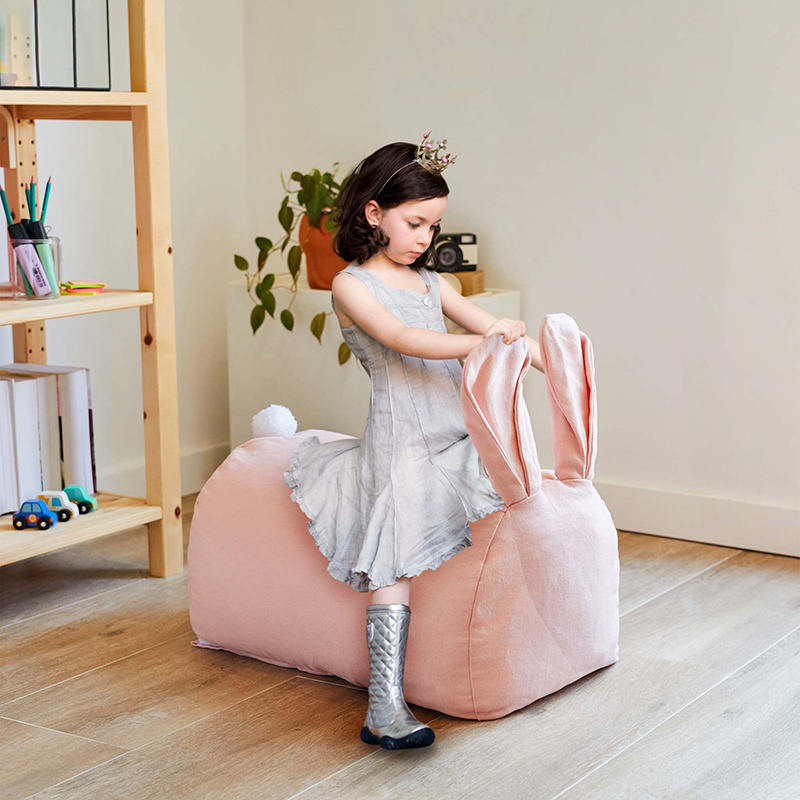 Wholesale Outdoor  Kids Couch Pink Kids Big Lots Rabbit Shape Bean Bag Sofa Chair Waterproof For Kids