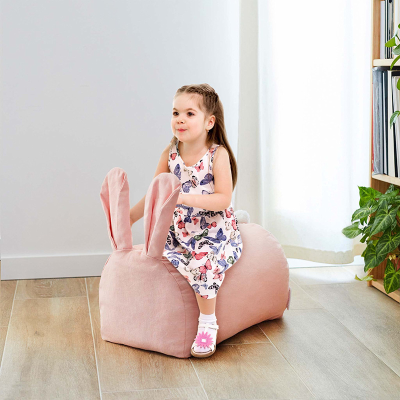 Manufacturer Wholesale Kids Couch Rabbit Shape Sofas Cover Chairs Lounger Seat Bean Bag Chair Color Pink Cover Gaming For Kids