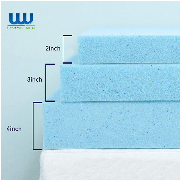 silicone material soft cooling 2 inch to 4 inch Pressure Relieving Memory Foam mattress pad gel  topper