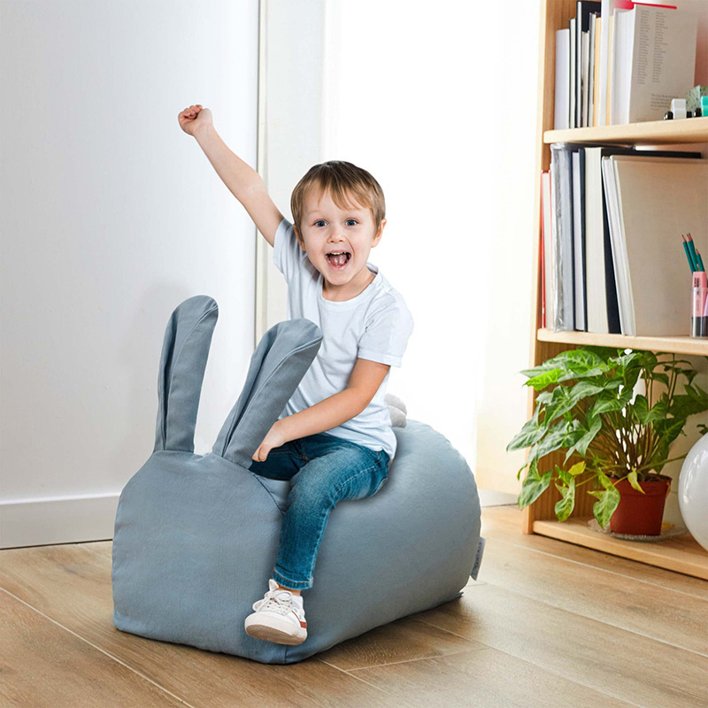 Baby Customize Living Room Baby Kids Couch  Indoor Gaming Blue Rabbit Shape Pouffe Gaming Bean Bag Chair