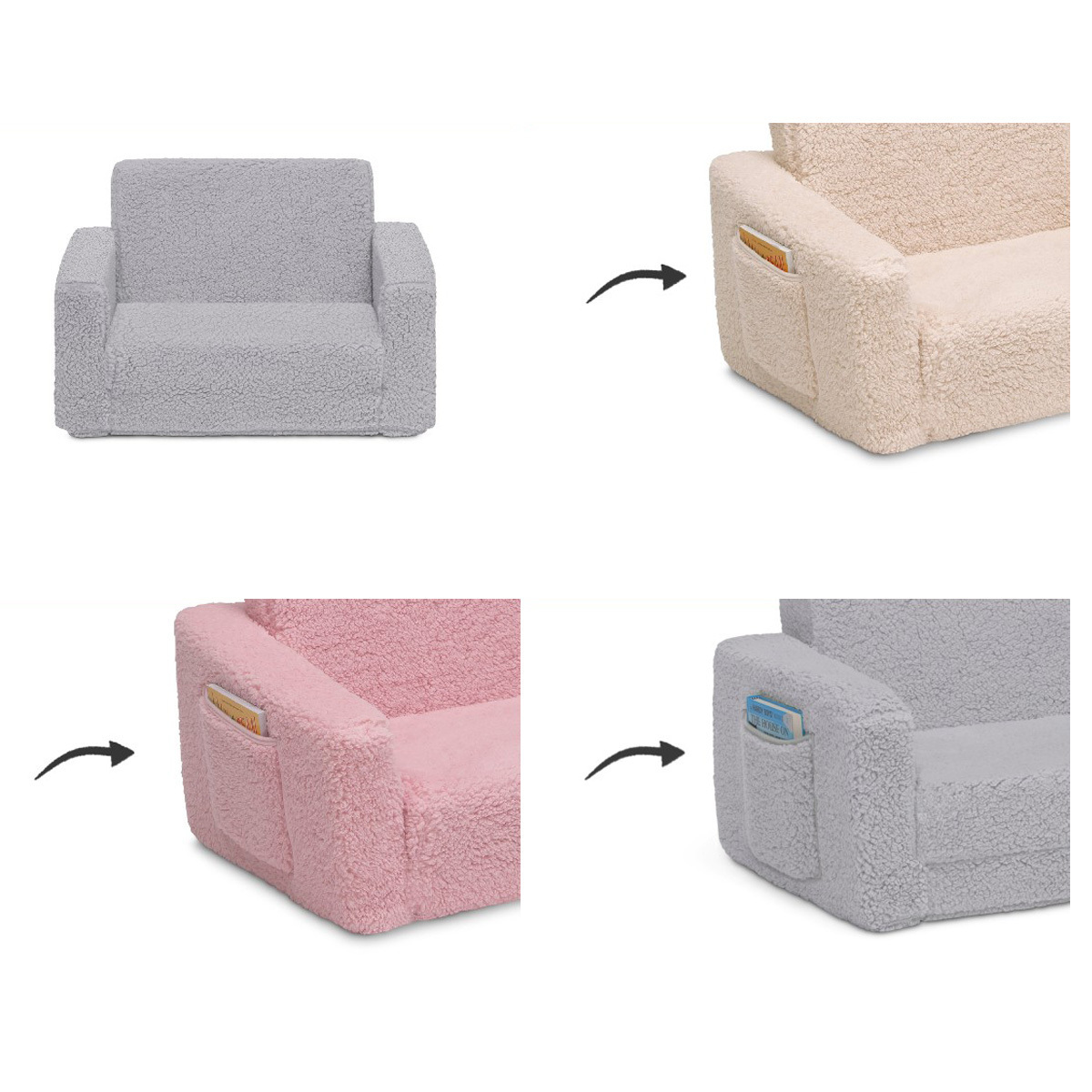 New Design Living Room Kids Couch  Modular Couch Adjustable Washable Convertible Futon Sofa Small Multifunctional Folding  Sofa