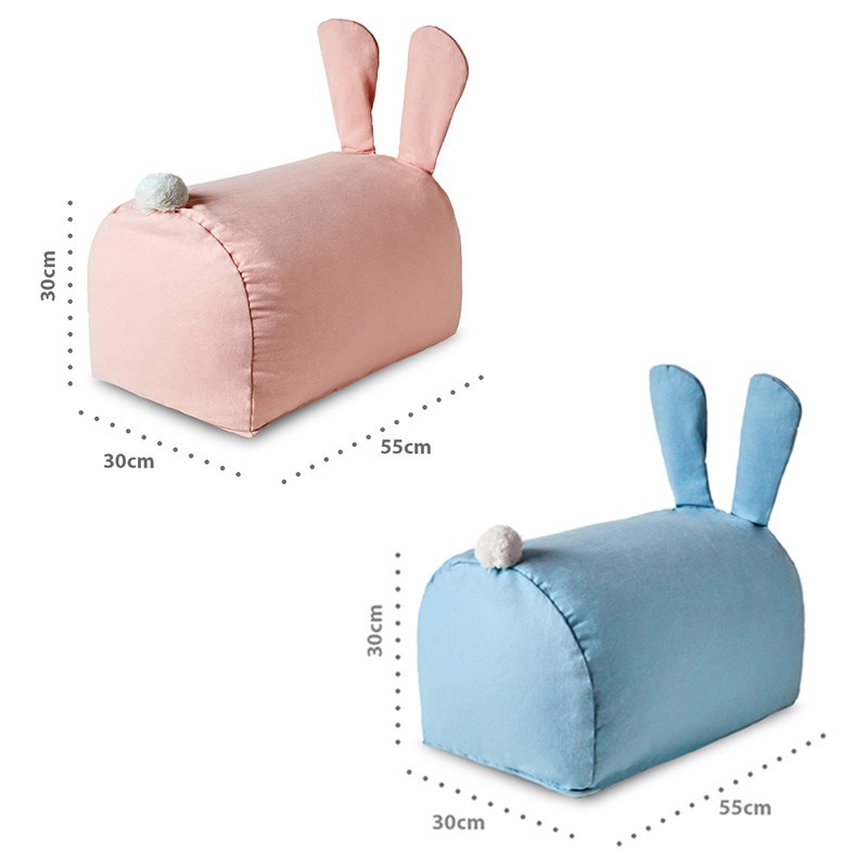 Blue Teddy Velvet Fluffy  Kids Couch Blue Rabbit Shape Funny Bean Bag Chair Chair Outdoor Stuffing For Children