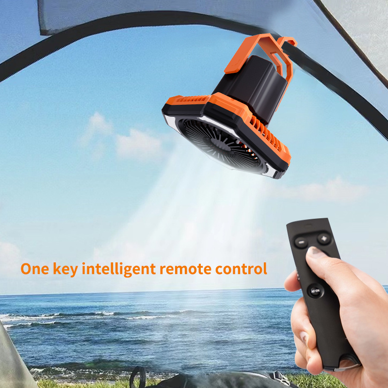 2023 New Hot Arrival 3 in 1 Portable Multi Function Fan with LED Light for Camping Outdoor Power Bank Remote Control