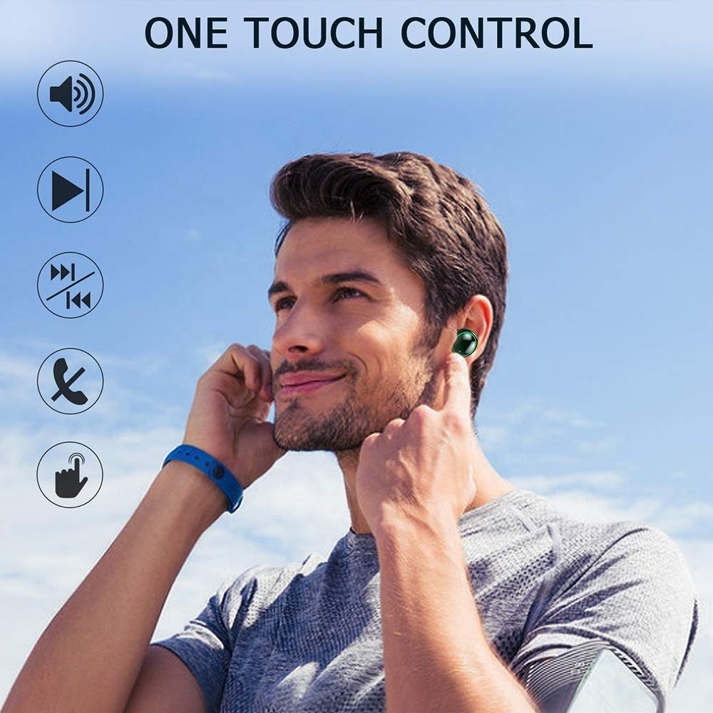 Bluetooth 5.0 Headphones IPX8 Waterproof Earbuds in Ear Noise Cancelling Headphones with Microphone 3D Stereo Sound Deep bass