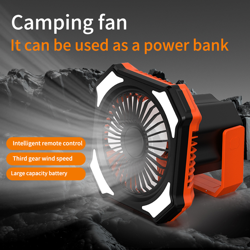 2023 New Hot Arrival 3 in 1 Portable Multi Function Fan with LED Light for Camping Outdoor Power Bank Remote Control